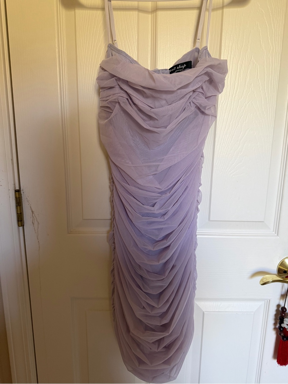 Strapless Ruched Lilac Dress